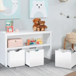 Meuble de rangement pour enfant 3 tiroirs bois blanc