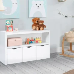 Meuble de rangement pour enfant 3 tiroirs bois blanc