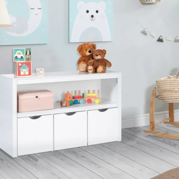 Meuble de rangement pour enfant 3 tiroirs bois blanc