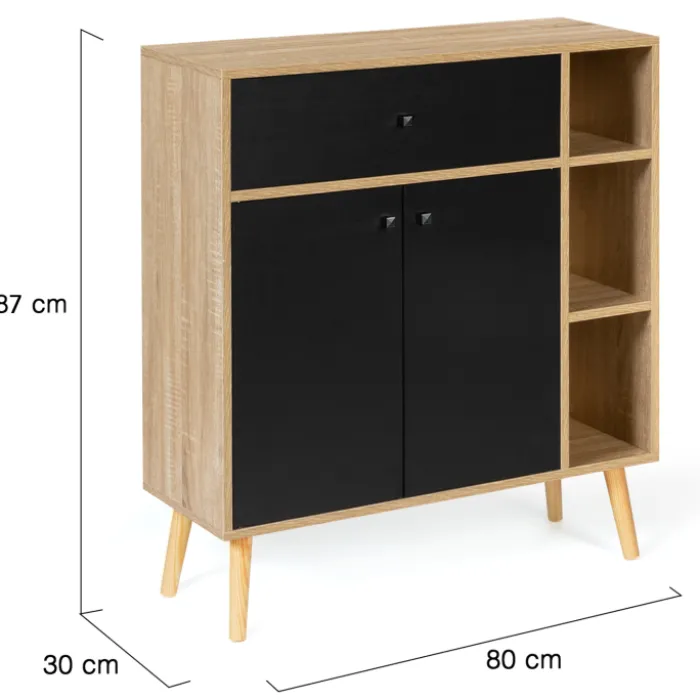 Meuble de rangement scandinave noir et bois