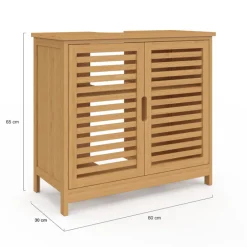 Meuble de salle de bain sous lavabo en bambou