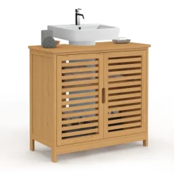 Meuble de salle de bain sous lavabo en bambou