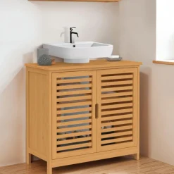 Meuble de salle de bain sous lavabo en bambou