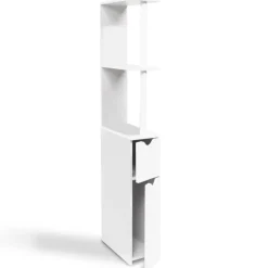 Meuble de toilette blanc avec étagères