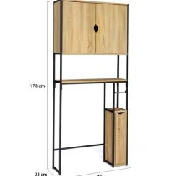 Meuble de toilette industriel bois et métal noir armoire de rangement