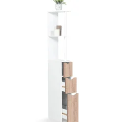 Meuble de toilettes étagère bois 3 portes coloris hêtre