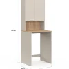 Meuble dessus de machine à laver avec placard beige et bois façon hêtre