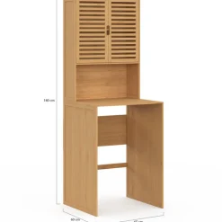 Meuble dessus de machine à laver bambou avec placard