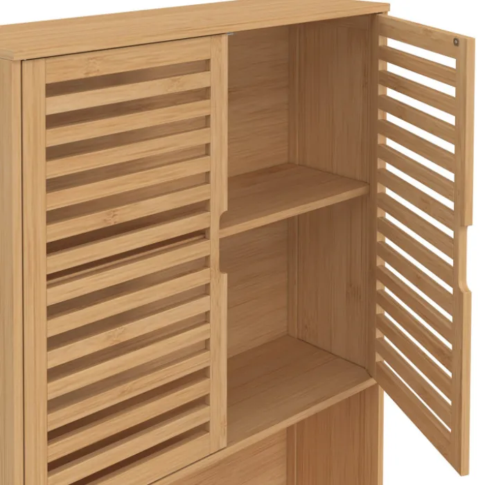 Meuble dessus de machine à laver bambou avec placard
