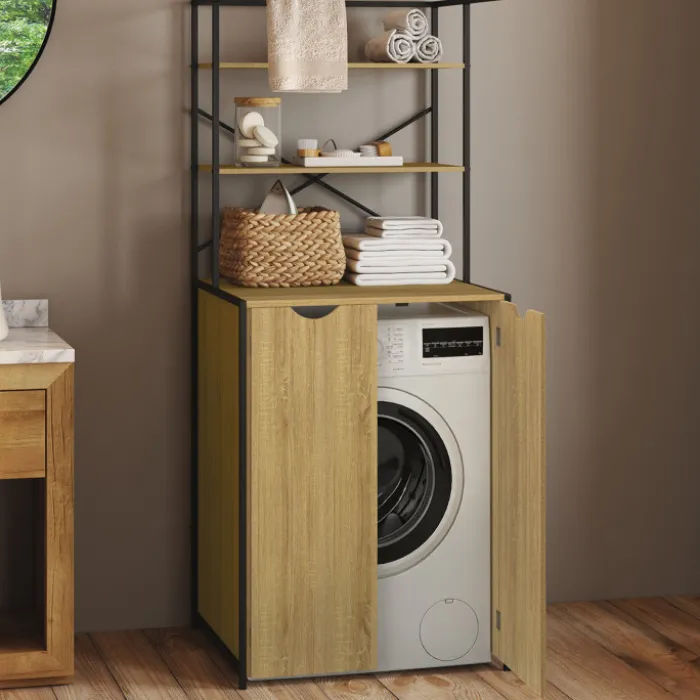 Meuble dessus machine à laver fermé design industriel