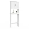 Meuble pour les toilettes avec étagère et placard double blanc
