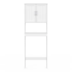 Meuble pour les toilettes avec étagère et placard double blanc