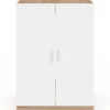 Meuble pour machine à laver avec portes blanc et bois façon hêtre