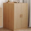 Meuble pour machine à laver avec portes effet lattes tasseau bois coloris chêne