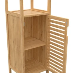 Meuble salle de bain colonne bambou 2 portes
