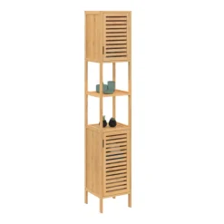 Meuble salle de bain colonne bambou 2 portes