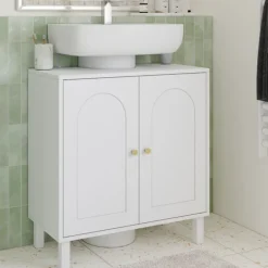 Meuble sous lavabo salle de bain design arche bois blanc
