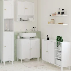 Meuble sous lavabo salle de bain design arche bois blanc