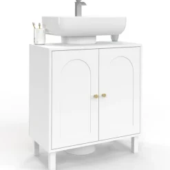 Meuble sous lavabo salle de bain design arche bois blanc