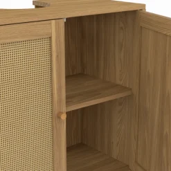 Meuble sous lavabo salle de bain effet naturel cannage