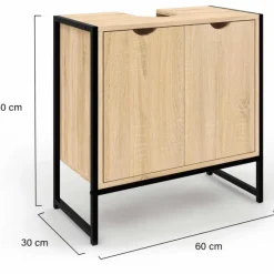 Meuble sous lavabo salle de bain métal et bois