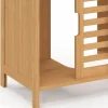 Meuble sous lavabo salle de bain bambou avec portes coulissantes