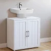 Meuble sous-lavabo en bois blanc