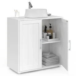 Meuble sous-lavabo en bois blanc