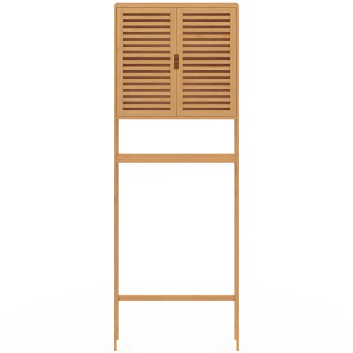Meuble étagère dessus WC en bambou avec placard