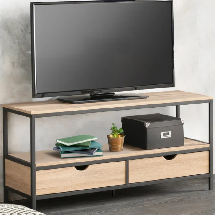 Meuble télé bois métal avec tiroirs