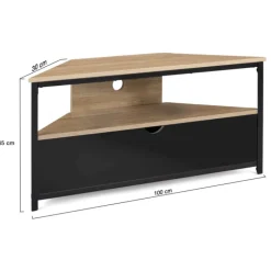 Meuble télé d'angle style industriel avec placard