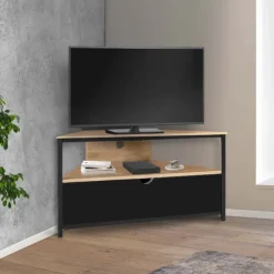 Meuble télé d'angle style industriel avec placard