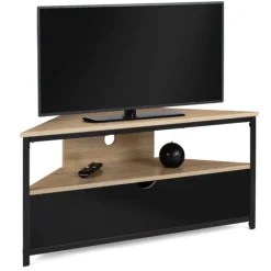 Meuble télé d'angle style industriel avec placard