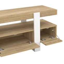 Meuble télé design blanc et bois avec tiroirs