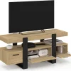 Meuble télé design noir et bois avec rangement