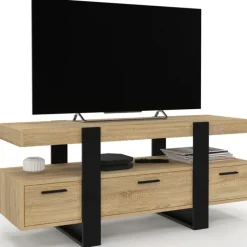 Meuble télé design noir et bois avec rangement