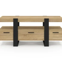 Meuble télé design noir et bois avec rangement
