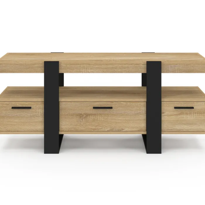 Meuble télé design noir et bois avec rangement