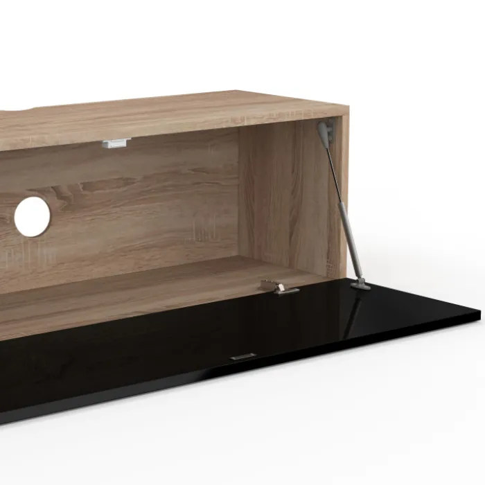 Meuble télé suspendu noir et bois 180 cm