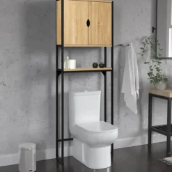 Meuble toilette industriel bois et métal