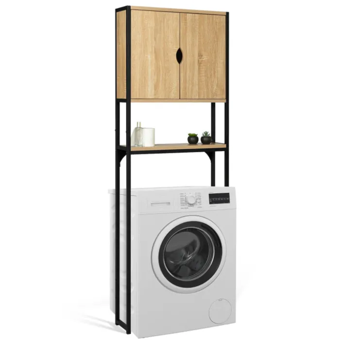 Meuble toilette industriel bois et métal