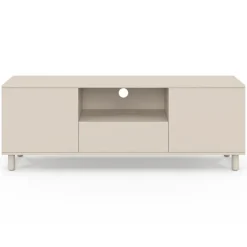 Meuble TV 140 cm 3 portes bois beige