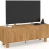 Meuble TV 140 cm 4 portes design arche effet bois
