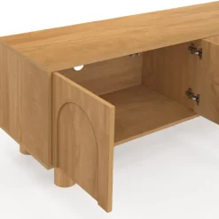 Meuble TV 140 cm 4 portes design arche effet bois