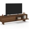Meuble TV 180 cm 2 portes effet noyer