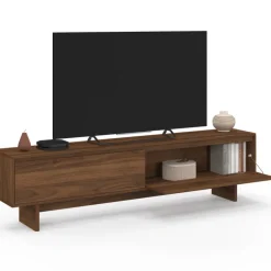 Meuble TV 180 cm 2 portes effet noyer