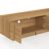 Meuble TV 140 cm 3 portes façon hêtre design minimaliste