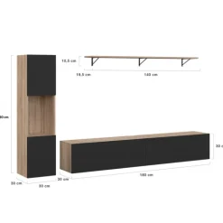 Meuble TV 180 cm avec colonne et étagère