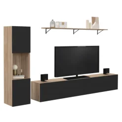 Meuble TV 180 cm avec colonne et étagère