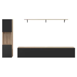 Meuble TV 180 cm avec colonne et étagère